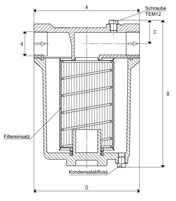 Vakuum Durchgangsfilter (symbolische Schnittzeichnung)