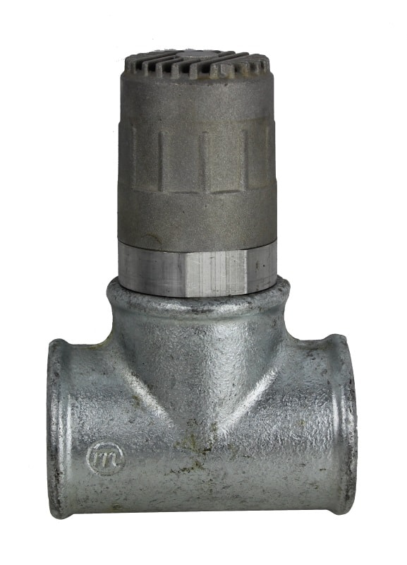 RV15-T Sicherheitsventil ohne Filter für Druckbetrieb montiert am T-Stück (symbolisch RV15)
